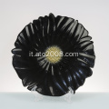 Piatto di vetro decorativo a forma di fiore nero